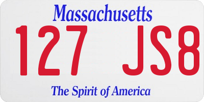 MA license plate 127JS8