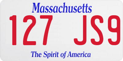 MA license plate 127JS9