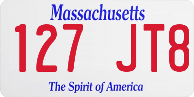 MA license plate 127JT8