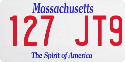 MA license plate 127JT9