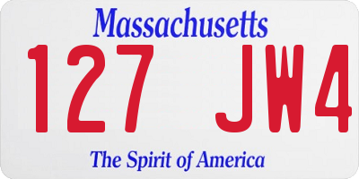 MA license plate 127JW4