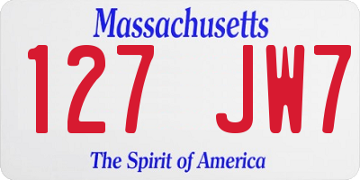 MA license plate 127JW7