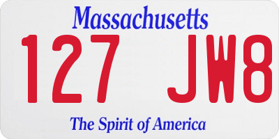 MA license plate 127JW8