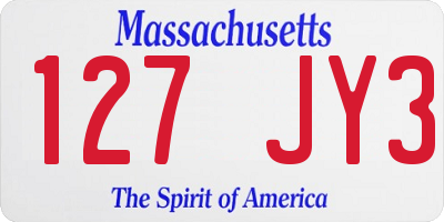 MA license plate 127JY3