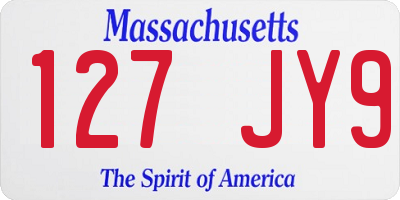MA license plate 127JY9