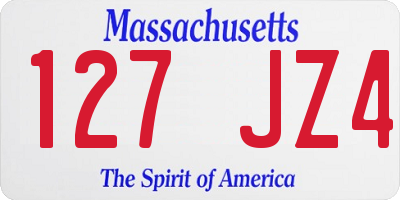 MA license plate 127JZ4