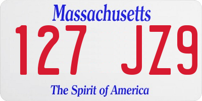 MA license plate 127JZ9
