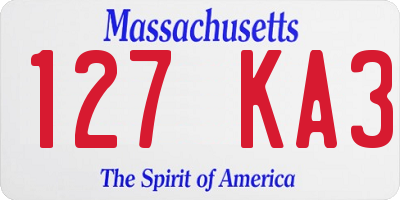 MA license plate 127KA3