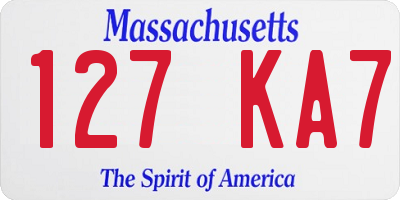 MA license plate 127KA7