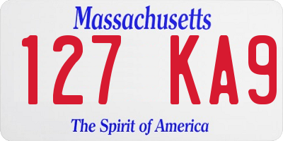 MA license plate 127KA9