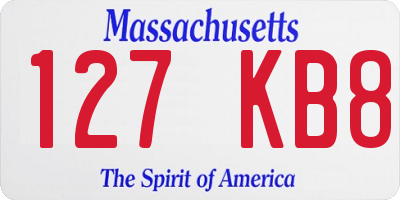 MA license plate 127KB8