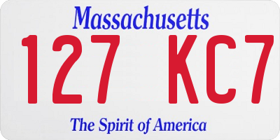MA license plate 127KC7
