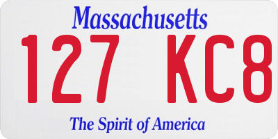 MA license plate 127KC8
