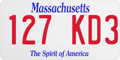 MA license plate 127KD3