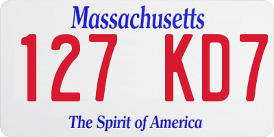 MA license plate 127KD7