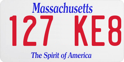 MA license plate 127KE8