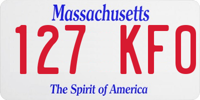 MA license plate 127KF0