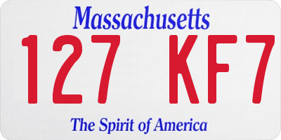 MA license plate 127KF7