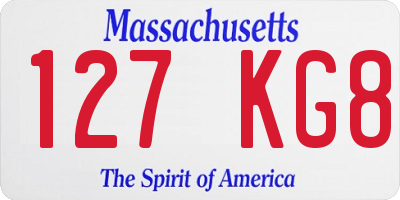 MA license plate 127KG8
