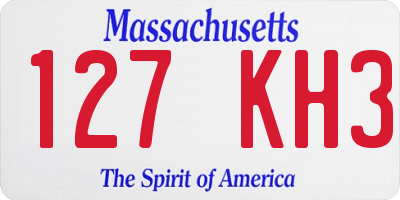 MA license plate 127KH3