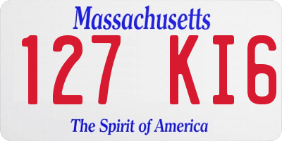 MA license plate 127KI6