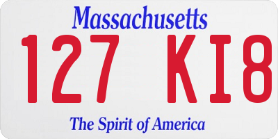 MA license plate 127KI8