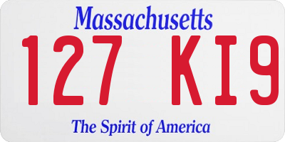 MA license plate 127KI9