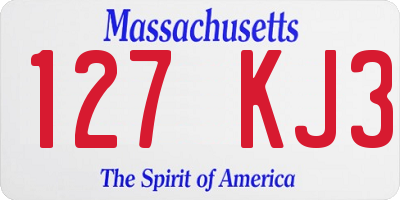 MA license plate 127KJ3