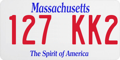 MA license plate 127KK2