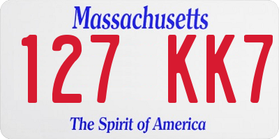 MA license plate 127KK7