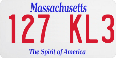 MA license plate 127KL3