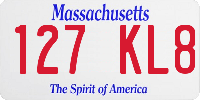 MA license plate 127KL8