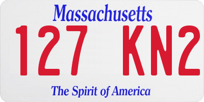 MA license plate 127KN2