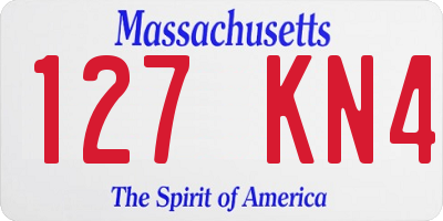 MA license plate 127KN4