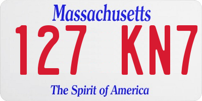 MA license plate 127KN7