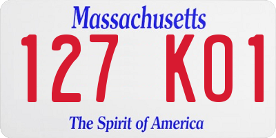 MA license plate 127KO1