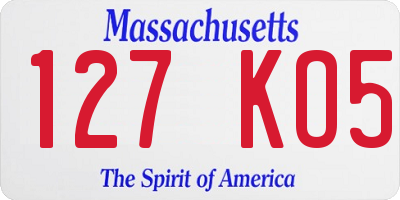 MA license plate 127KO5