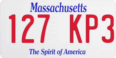 MA license plate 127KP3