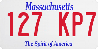 MA license plate 127KP7
