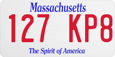 MA license plate 127KP8