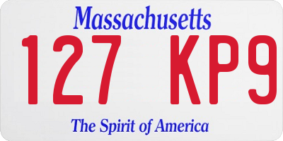 MA license plate 127KP9