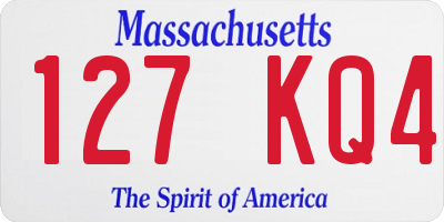 MA license plate 127KQ4
