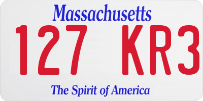 MA license plate 127KR3