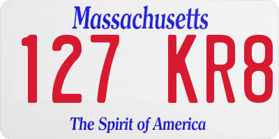 MA license plate 127KR8