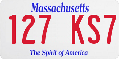 MA license plate 127KS7