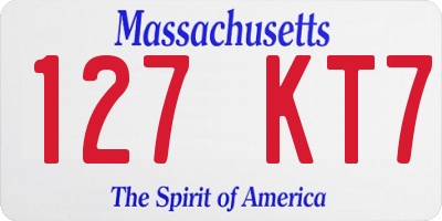 MA license plate 127KT7