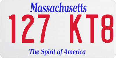 MA license plate 127KT8