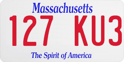 MA license plate 127KU3