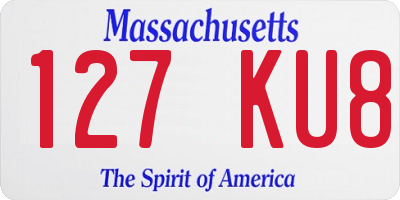 MA license plate 127KU8