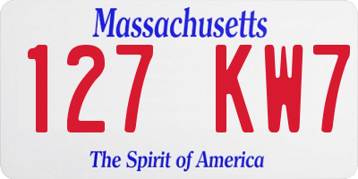 MA license plate 127KW7